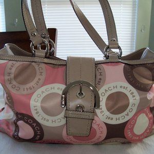 COACH Ashley Snaphead Soho Sateen Signature Carryall Satchel F18805